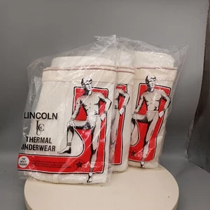 Vintage Lincoln Thermal Underwear NOS Made In USA lot Of 3 Men's Drawers XL ... - Picture 1 of 7