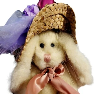 Boyds Bears Plüsch 6 Zoll Hase "Giselle de la Fleur" Strohhut rosa Schleife verbunden - Bild 1 von 5