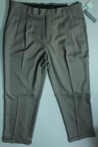 NEW Perry Ellis Portfolio Classic Fit Pleated Cuffed Taupe Pants Size 34X30 - Picture 1 of 11