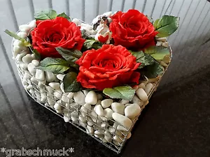 HERZ ROSEN GRABLATERNE GRABSCHMUCK GRABSCHALE GRABGESTECK BLUMENGESTECK GESTECK - Bild 1 von 2