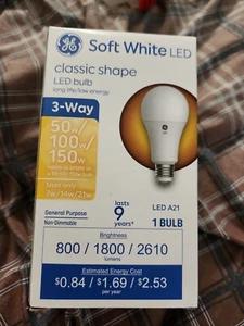 GE Soft White LED Classic Shape Bulb 13 Watt 100 Watt 3 Way  Replacement A21 New - Picture 1 of 6