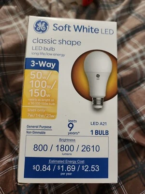 GE Soft White LED Classic Shape Bulb 13 Watt 100 Watt 3 Way  Replacement A21 New - Image 1 of 4