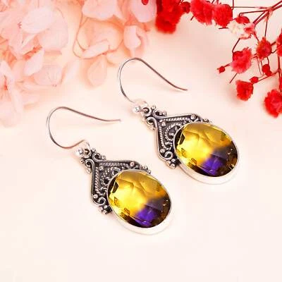 Ametrine Gemstone 925 Sterling Silver Jewelry Earring, Dual Tone Earring - Image 1 of 4