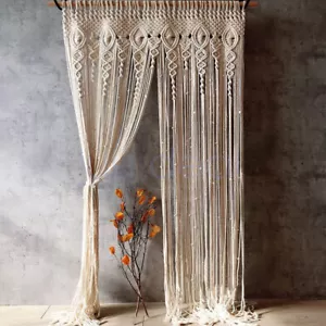 Boho Woven Wall Hanging Window Doorway Wedding Decor Heavy Duty Macrame Curtain - Picture 1 of 16