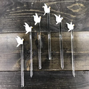 Vtg Handblown drink stirrers Light Blue Birds Set Of 6 Barware Accessories 71/2” - Picture 1 of 11