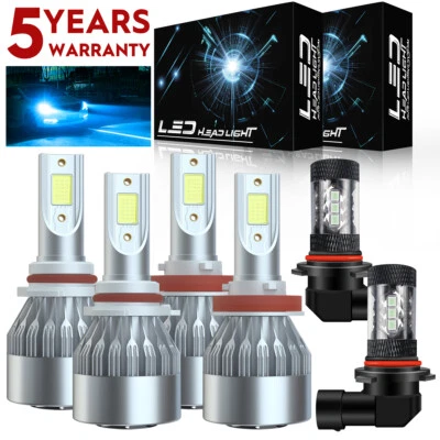 8000K ICE BLUE LED Headlight High Low Fog Light Bulbs For Toyota Tundra 2007-13 - Image 1 of 4