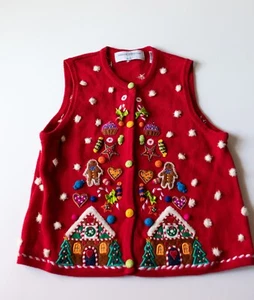 Marisa Christina Kids Holiday Christmas Sweater Gingerbread House Candy Medium - Picture 1 of 5