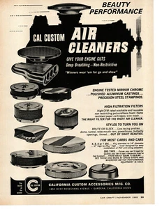 1969 CAL CUSTOM AIR CLEANERS ~ ORIGINAL PRINT AD - Bild 1 von 2