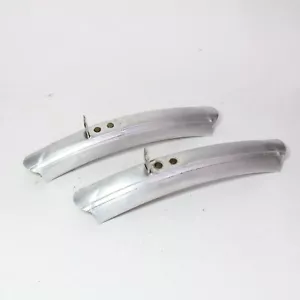 Vintage Silver Shorty Road Bike Fenders Set Alloy 70's 80's - Picture 1 of 6