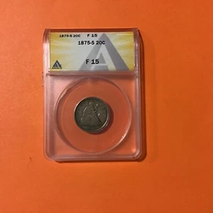 1875 S 20 Cent Stück professionell bewertet fein 15 ANACS - Bild 1 von 4