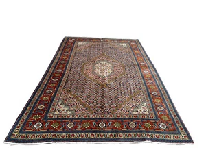Sale Fine Navy Blue Pink Genuine Hand Knotted Area Rug Carpet 6’6”x9’9”,#2811 - Picture 1 of 15