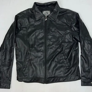 Collezioni Mens Leather Jacket Motorcycle Sweater Biker Full Zip Black XXL #1370 - Picture 1 of 10