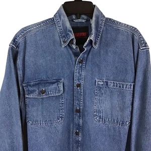 Wolverine Denim Jean Button Down Long Sleeve Shirt Men’s Tag Size Medium - Picture 1 of 3
