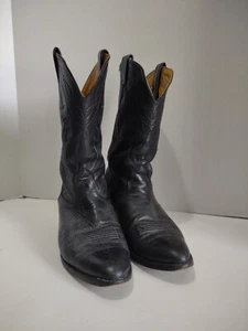 Nocona 7501 Black Leather Western Cowboy Boot Men's Size 9.5 D Made in USA - Picture 1 of 8