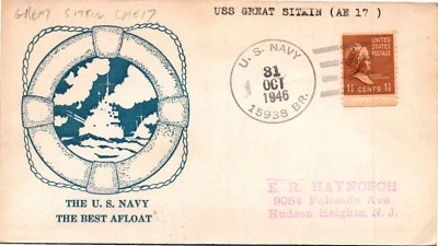 KAPPYS NC93 US NAVY USS GREAT SITKIN AE17 10-31-46 HORORING THE NAVY - Image 1 of 2
