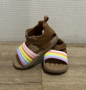 Carter's Toddler Baby Girl's Harlee Sandal 3M Leather Upper Rainbow And Brown