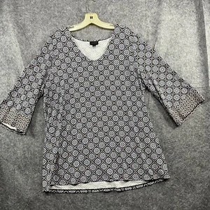 J. Jill Womens Top XL Geometric Print  Tunic T-shirt Basic Minimal Casual Cotton - Picture 1 of 8