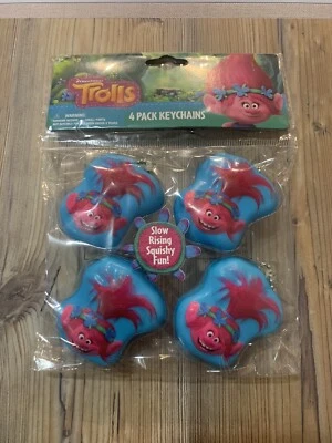 Trolls Poppy Birthday Party Favors Squishy Slow-Rise Key chains 4 pack New!!! - Image 1 of 3