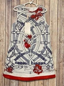 Abito jacquard a turni monsonico nuovo con etichette rosso blu navy fibbie corone nuovo con etichette 8 - Foto 1 di 3