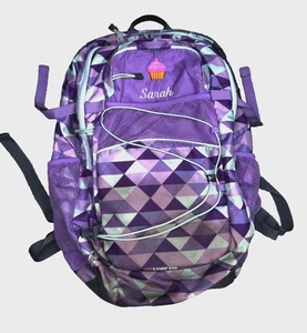 Lands End XL Backpack Teal & Purple, Emboidered "sarah", Decent Preowned Cond. - Picture 1 of 11