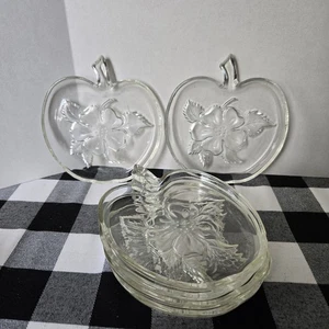 Juego de 6 platos de almuerzo de vidrio transparente Hazel Atlas Apple con diseño de flor de manzano - Imagen 1 de 10