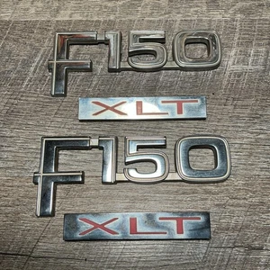 80-86 Ford Truck F150 XLT Emblems Pair 1980-1986 OEM  Fender Set - Picture 1 of 10
