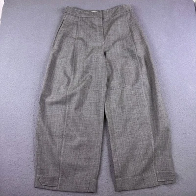 COS Women's Wide-Leg Barrel Wool Pant Trouser Gray Sz 10 Modern Snap Adjustment - Image 1 of 4