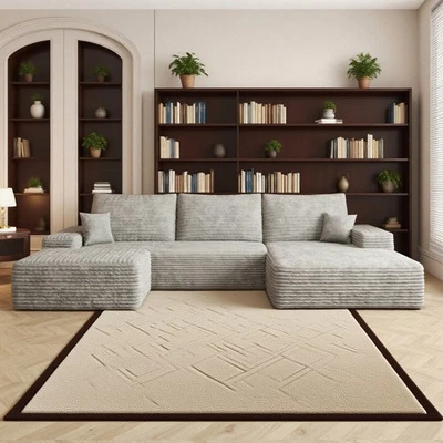 Sofá de 107" gris deshuesado orientado a la derecha chaise seccional nube sofá con otomana Foto 1 de 4