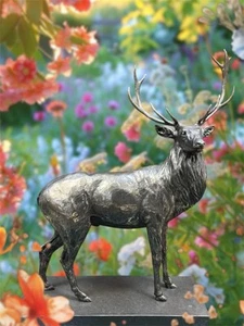 Libra Large Stag Figure Monarch Of The Glen Bronze Resin Statue 53cmx38cm - Picture 1 of 4