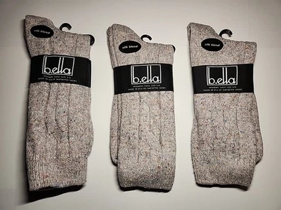 ☆ 3 PARES ☆ Calcetines b.ella Lana Seda Mezcla Cachemira Bertie Gris Brezo Foto 1 de 2