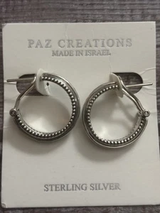 Sterling Silver PAZ Creations Hoop Earrings New on Card - Picture 1 of 3
