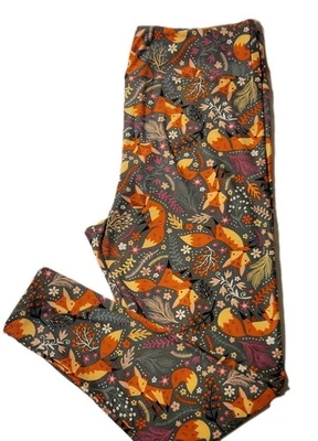 Raro LuLaRoe 2 XL Leggings Zorro Zorro Floral Bosque Naturaleza  Foto 1 de 4