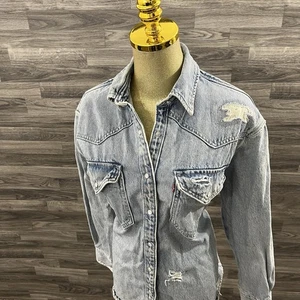 Camisa occidental de mezclilla envejecida para mujer Levi’s manga larga frontal a presión S - Imagen 1 de 12