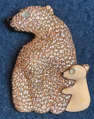 Broche prendedor de plata de ley 925 y diamantes de imitación de osos polares de Talbots Foto 1 de 4