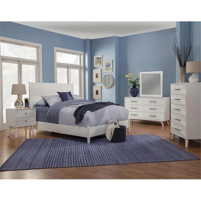 Alpine Furniture Tranquility 2 Drawer Wood Nightstand in White - Image 1 of 4