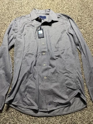 David Donahue Fusion Shirt Mens M 15.5 Navy Plaid Long Sleeve Button Dress New - Image 1 of 4
