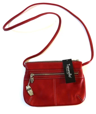 Bolso Bandolera Organizador Nuevo con Etiquetas Tignanello Cuero Guijarro Rojo Pequeño/Mediano Foto 1 de 4