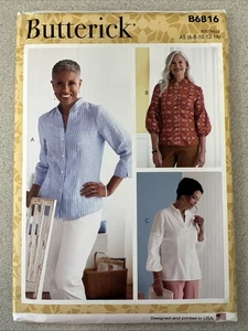 UNCUT Butterick B6816 Misses Button Down Shirt  A5 (6-14) Easy Sewing Pattern - Picture 1 of 2