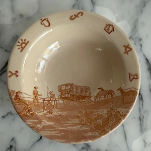 Vintage WALLACE CHINA Western Motto CHUCK WAGON Rand MÜSLISCHALE 6-5/8" selten! - Bild 1 von 8
