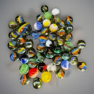 1940er & 50er Jahre Glasmurmeln einige leuchten zufällig gemischt Lot 50 #4 Vintage - Bild 1 von 10