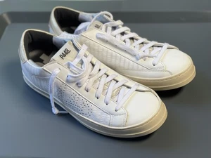 P448 Scarpe Uomo Taglia 40 Bianco Argento Sneakers Basse Pelle Traforata Casual - Foto 1 di 9