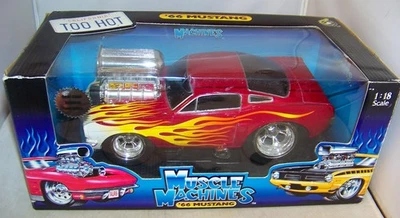 1:18 FUNLINE MUSCLE MACHINES 1966 FORD MUSTANG RED FLAMES TOO HOT 61189 READ AD - Image 1 of 4