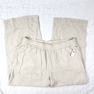 NUEVO Pantalones de lino Old Navy para mujer talla XL tiro alto pierna ancha beige minimalista nuevos con etiquetas - Imagen 1 de 15