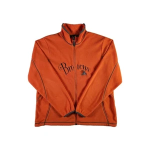 VINTAGE Cleveland Browns NFL Fleece Jacket Womens XL Orange Football Sportswear - Picture 1 of 13