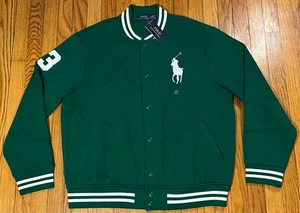Neu mit Etikett NEU Polo Ralph Lauren Big Pony grün Druckknopf College Jacke Herren XL - Bild 1 von 10