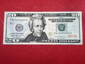 Repeater 20 Dollar Bill Serial Number PA 4502 4502 D Sries 2017A Boston - Picture 1 of 8