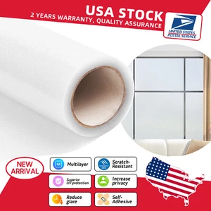 Frosted Glass Film Self-Adhesive Office Bedroom Bathroom Home Window Tint - Picture 1 of 11
