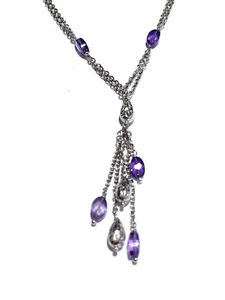 Novello 18k Weißgold Amethyst Quaste Halskette & passende Ohrringe 0,750 - Bild 1 von 7