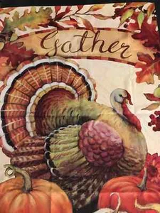 Warm Gathering Turkey 13S9267 Evergreen SUEDE HOUSE Flag 28" X 44" - Picture 1 of 1