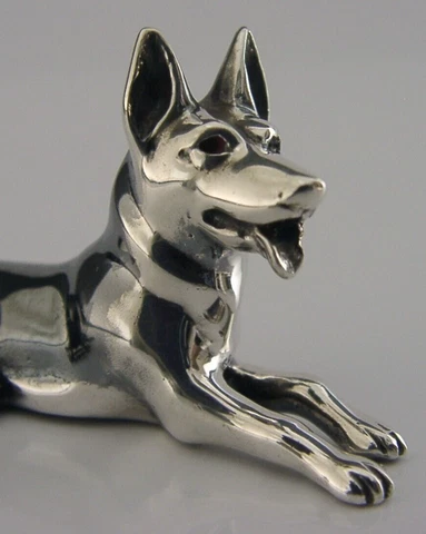 ITALIAN SATURNO STERLING SILVER ALSATIAN GERMAN SHEPHERD DOG FIGURE c1990s Cover